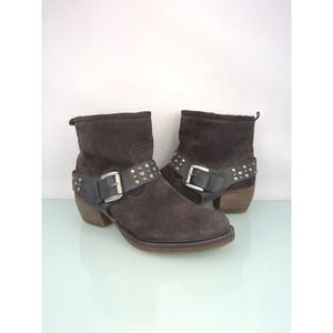 Josef Seibel Toni Ankle Boots Women 40 Brown Studded Suede Moto Boho